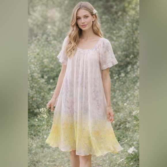 Anthropologie Dresses & Skirts - HD in Paris x Anthropologie Floral Yellow Ombre Mini Dress Size 6 | MSRP $168